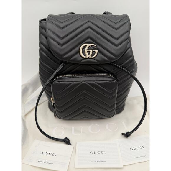 NEW GUCCI $3400 MARMONT BLACK LEATHER TOTE BACKPACK BAG AUTHENTIC! main image 15